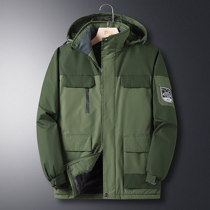 Men's fleece-lined Thickened Winter Men's Warm Cotton-padded Jacket Dad's Winter Coat Windproof Cold-resistant Cotton-padded Jacket for Men