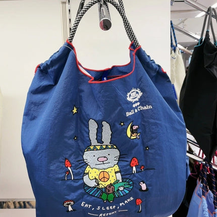 Summer Women's Nylon Bag, Versatile Cartoon Women's Bag, Fashionable Oxford Bag, Large Capacity Shopping Bag, Embroidered Shoulder Bag