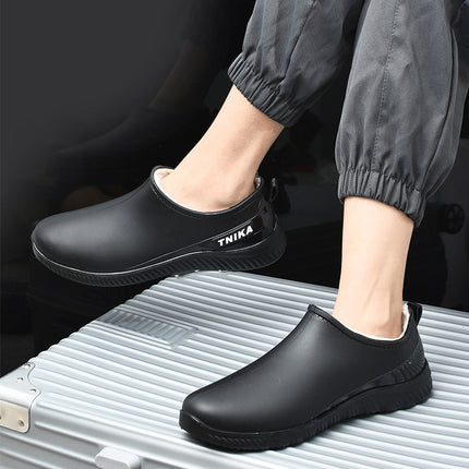 Spring and Autumn Short Tube Rain Shoes Men's Low-top Fashion Fishing Rain Shoes Flat Water Shoes Non-slip Kitchen Waterproof Rubber Shoes fleece-lined