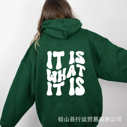 Cross-Border Export Women's Fleece Hoodie New Style Back Letter Print Hooded Sweatshirt Harajuku Hooded Top