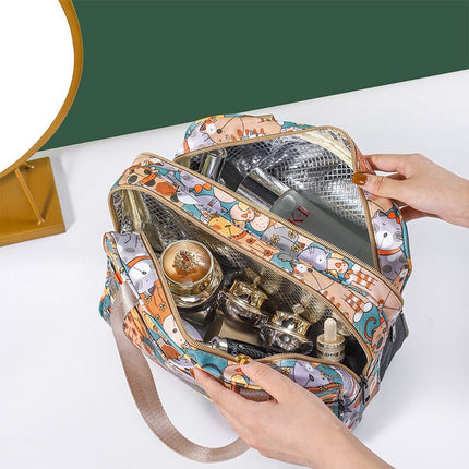 Double-Layer Large-Capacity and Good-Looking Storage Bag for Travel, Portable Toiletry Bag, Simple Waterproof and Stowable Cosmetic Bag