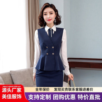 2023 Professional Suit Set for Women, Autumn and Winter Business Formal Wear, Ol Hotel Front Desk Manager, Sales Department Work Clothes, White-Collar Workers