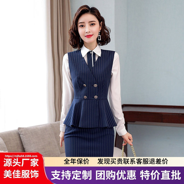 2023 Professional Suit Set for Women, Autumn and Winter Business Formal Wear, Ol Hotel Front Desk Manager, Sales Department Work Clothes, White-Collar Workers