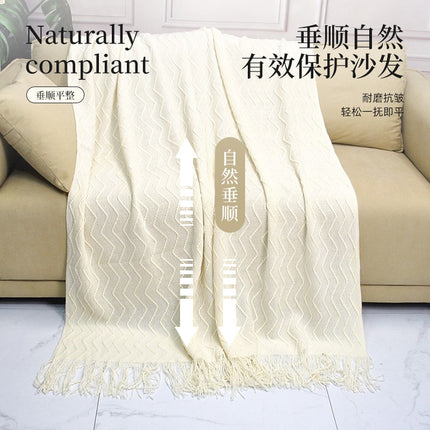 Knitted Blanket Scandinavian Pure Color Soft Maternal and Infant Grade Hotel Accessible Luxury Tassel Knitted Blanket Comfortable Office Nap Blanket