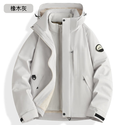 Three-In-One Outdoor Jacket for Women and Men, Detachable, Thickened and Fleece-Lined, Suitable for Mountaineering, Autumn and Winter Windproof and Warm Coat