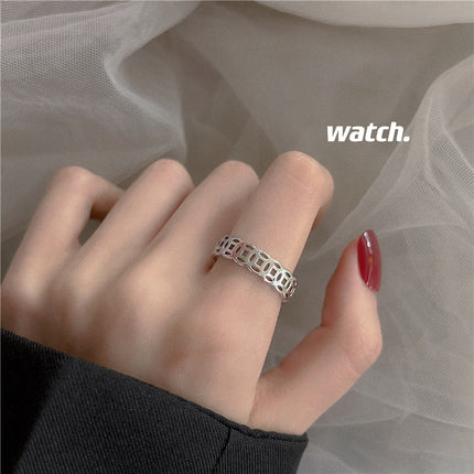 s925 sterling silver plated ring Women's wholesale niche women's high-end sense ins style simple ring light luxury retro ring wholesale