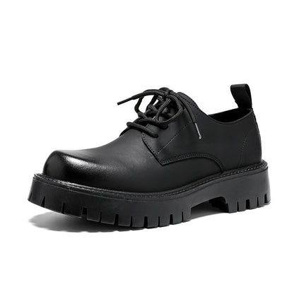 Leather Shoes Men's Casual Business Dress British Korean Style All-Match Platform Shoes Low-Top Wedding Boots Groom Business Leather Shoes