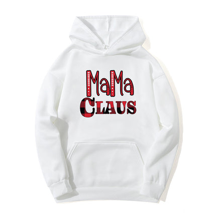 in stock foreign trade cross-border red plaid MAMA RIED printed hooded hoodie autumn and winter European and American women's