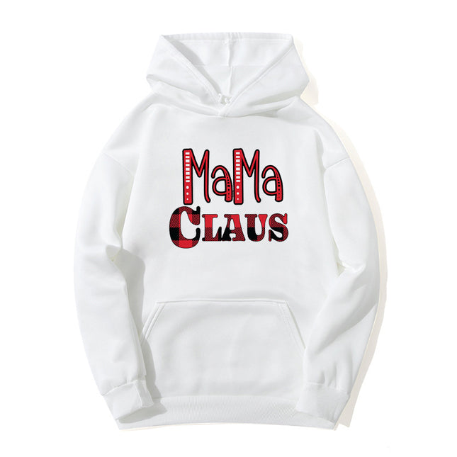 in stock foreign trade cross-border red plaid MAMA RIED printed hooded hoodie autumn and winter European and American women's