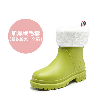 Cross-Border Popular Japanese and Korean High-End Rain Boots for Women, Mid-Calf Non-Slip Internet Celebrity Rain Boots, Waterproof Overshoes, Rubber Shoes, Water Boots