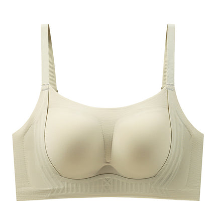 Summer Traceless Thin Cup Large Chest Small Chest Gathering Fixed Cup Litching Non-Steel Ring Anti-Sagging Upper Bracing Underwear for Women