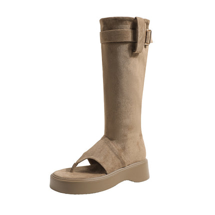 Clip Toe Boots 2024 New Summer Boots Thick Sole Increased Western Denim Heap Boots Clip Toe Boots Women's Short Boots Trendy
