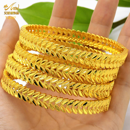 Cross-Border fashion Vietnam Gold hollow bracelet vacuum plating 24k not easy to fade wedding vintage carved bracelet