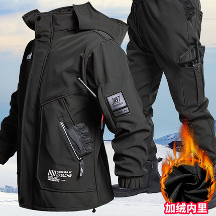 Winter Velvet Water-Style Jacket, Outdoor Work Clothes, Wear-Resistant Work Clothes, Cold and Warm Labor Protection Suit