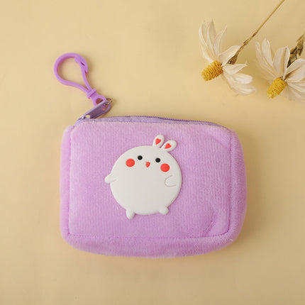Cute plush coin purse children girl heart student mini wallet key storage bag portable earphone bag wholesale