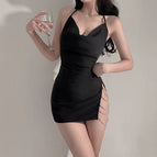 Apricot + black stockings / Free size