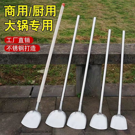Stainless Steel Shovel Stir-frying Shovel Long Steel Handle Sketch Iron Shovel Kitchenware Hotel Large Sketch Thickened Stainless Steel Sketch