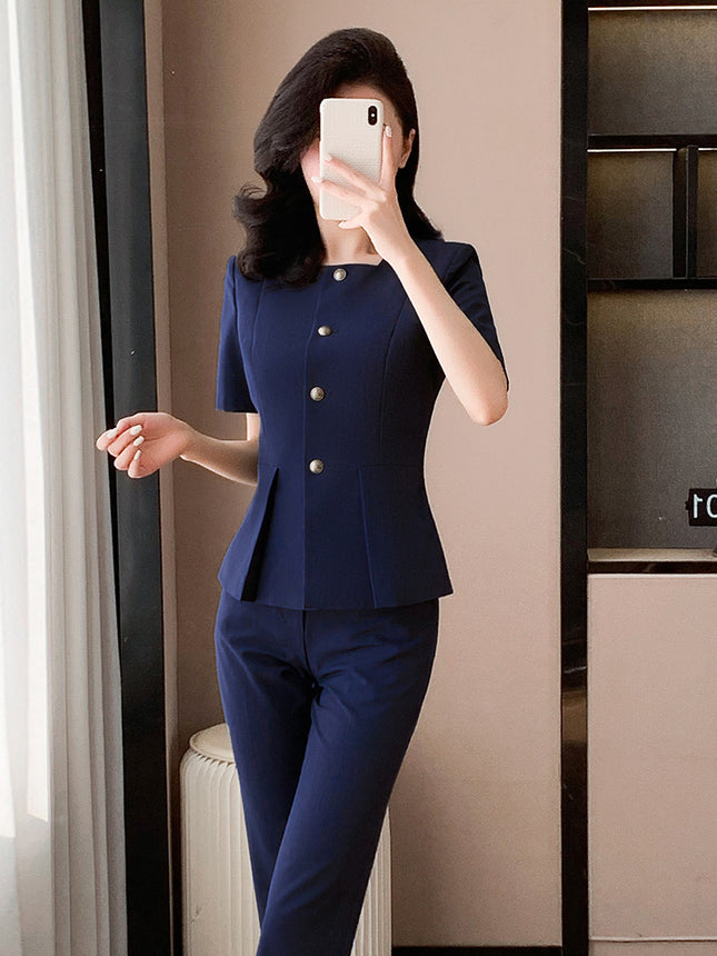 Grey Suit suit Women's Spring and Summer High-end Professional Medical Beauty Front Desk Reception Tooling Beauty Salon Jewelry Store Work Clothes