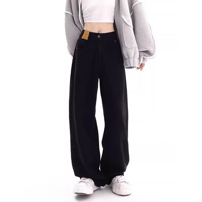 Women's Straight-Leg Loose Jeans 2025 New High-Waisted Slimming Petite Wide-Leg Floor-Length Pants