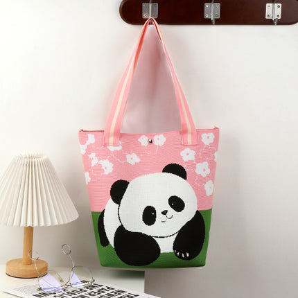 Large-Capacity Tote Bag, Shoulder Bag, Souvenir Gift, Versatile Backpack, Popular Spring and Summer Panda Grandpa Cartoon Knitted Bag