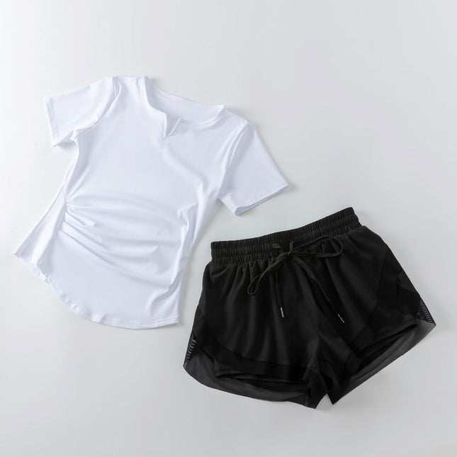 Sports Suit for Women, Summer Thin Style, Loose Fit, Large Size, Short-Sleeved Top, Gym Morning Running Yoga Wear, Breathable New Style