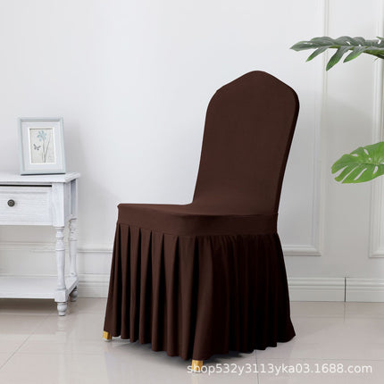 Chair Cover Thickened Stretch Pleated Skirt Dining Chair Cover Hotel Wedding Banquet Event Stool Cover Hotel Cloth