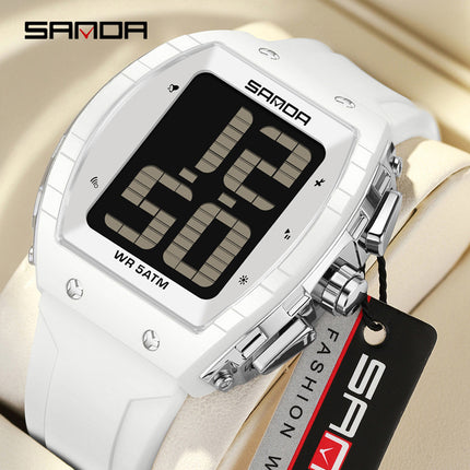 Sanda Elderly Voice Time Watch Large Digital Screen Luminous Multi-Function Watch Waterproof Calendar Digital Watch