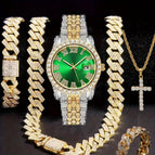 Gold and green gold (watch + bracelet + necklace + cross necklace + ring) (original strap)