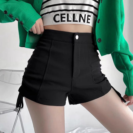 Hot Hot New Sexy 2024 High Waist Tight Pants Drawstring Spring and Summer Slimming Super Shorts Women's Pure Desire Style