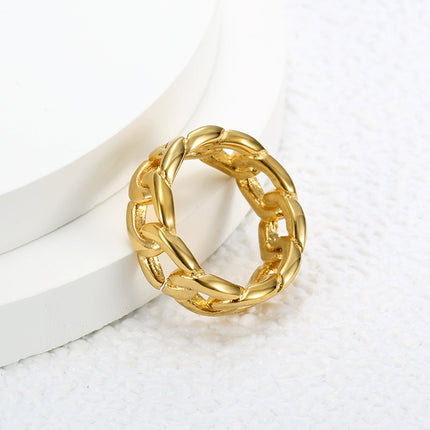 European and American Ins Export Stylish Cut Out Chain Ring Plain Ring Fashionable Design Versatile Titanium Steel Index Finger Ring Simple