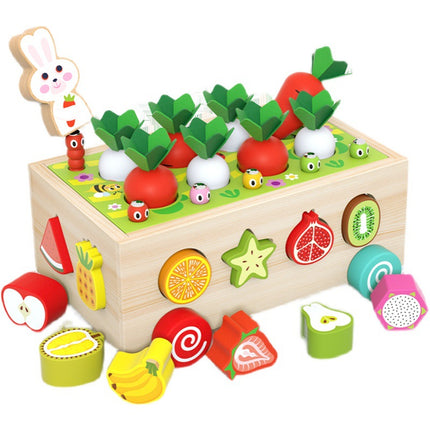 Children's Educational Toys Farm Carrot Pulling Toy Shape Matching Building Blocks Intelligence Car Baby 1-3 Years Old 2 Gifts