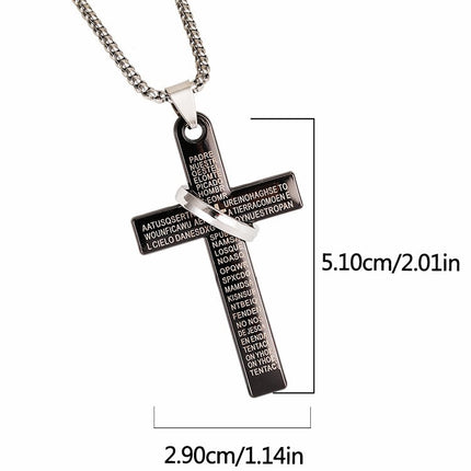 Cross-border Hot Cross with Circle Pendant Necklace Personalized Punk Hip Hop Stainless Steel Chain Long Men's and Women's sweater chain
