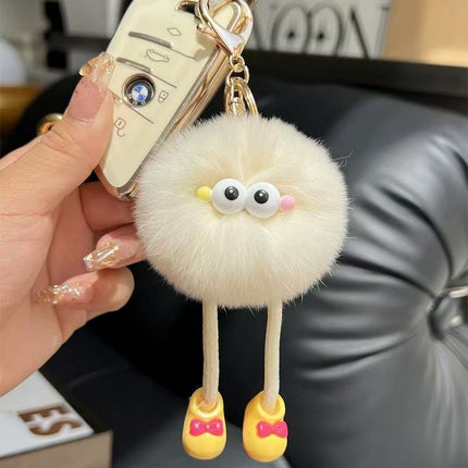 Wholesale New Long-Legged Real Rex Rabbit Fur Keychain Pendant Cute Cartoon Key Small Gift Doll School Bag Pendant