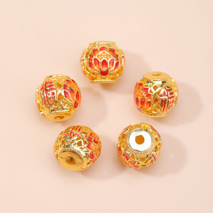 Cloisonné Oil-Dropping Cut Out Auspicious Cloud Lotus Bead Accessories Oil-Dropping Copper DIY Handmade Bracelet Necklace Jewelry Accessories