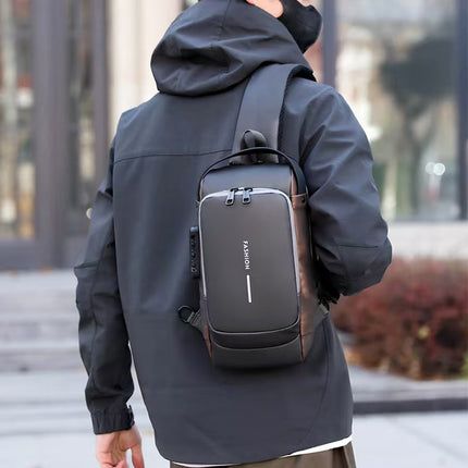 Cross-Border Multifunctional Men's Chest Bag Business Travel USB Charging Trendy Men's Shoulder Bag Outdoor Leisure Travel Backpack