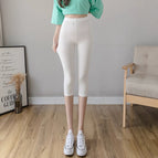 White [high-waisted slimming cropped leggings] / M [recommendation 40-50kg ]