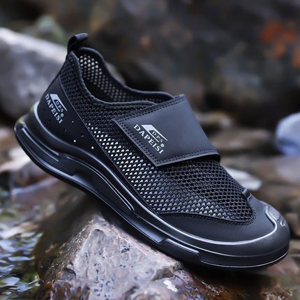 Mesh Shoes Men's 2025 New Summer Breathable Hollow Leather Shoes Soft Sole Slip-on Non-slip Baotou Outdoor Casual Shoes