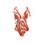Orange striped one-piece bikini / S