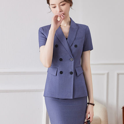 Hotel Front Desk Work Clothes Female Summer Short-sleeved Suit Gold Shop Stewardess Uniform Business Wear suit Lobby Manager Summer