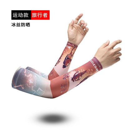 Sun protection oversleeve men's and women's summer Thin Ice Silk outdoor sports UV protection arm cover outdoor riding driver