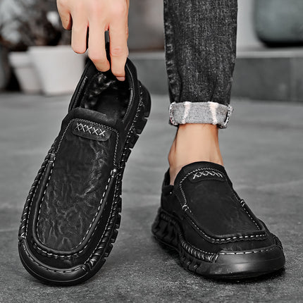 Leather Shoes for Men 2025 New Autum Soft-Soled Casual Non-Slip Slip-On Loafers for Men Middle-Aged and Elderly Dad Shoes Men's Shoes