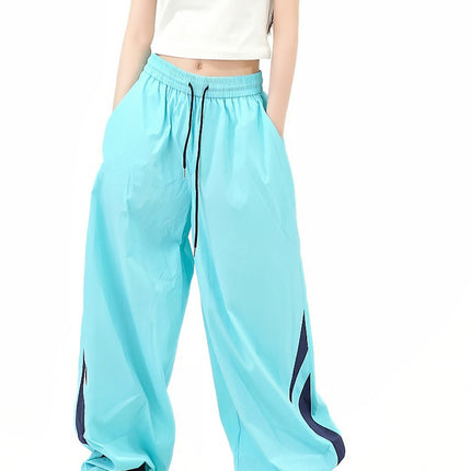 Summer Trendy Simple Style Lightweight Relaxed Casual Pants Unisex Loose Floor-Length Wide-Leg Long Pants