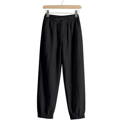 European and American Cross-Border Independent Station Four-Season Beach Trendy Men's Loose Linen Large Size Casual Sports Leggings Trousers for Men