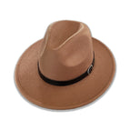 [flat brim jazz belt] camel color / Adjustable