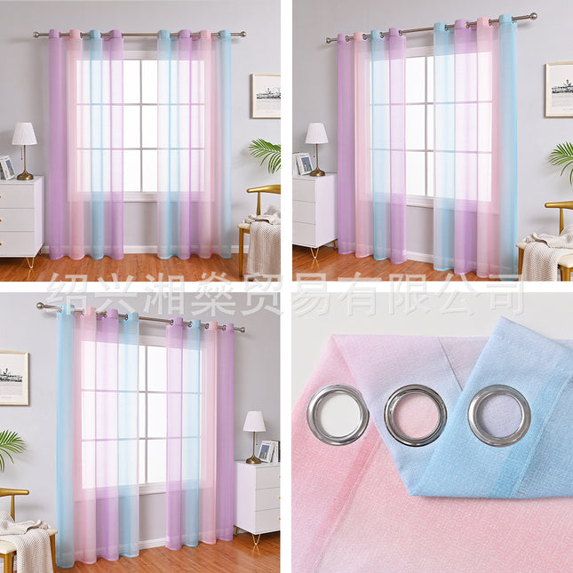 Modern Simple Fresh Translucent Gradient Window Screen Scandinavian Living Room Balcony Bay Window New Semi-Shading Gauze One Piece Drop Shipping
