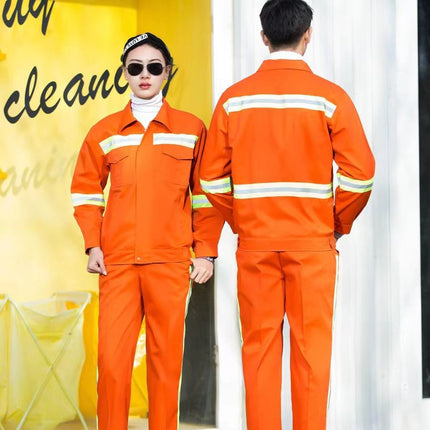 Sanitation Cleaning Reflective Strip Work Clothes Construction Site Government Landscaping Long-Sleeved Suit Labor Protection Clothing Reflective Safety