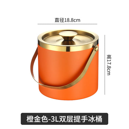 Amazon Stainless Steel Double-Layer Ice Bucket Bar Champagne Red Wine Beer Commercial Ice Bucket Stainless Steel Bucket