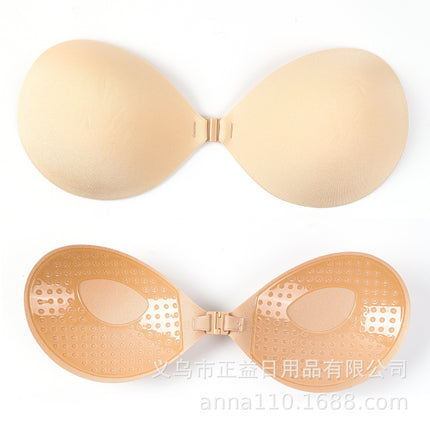 Cross-border Strapless Invisible Bra Lycra Glossy Cloth Round Cup Gathered Breathable Wedding Dress Breast Sticker Silicone Bra Patch