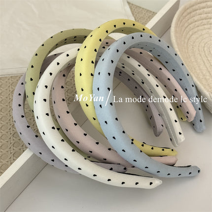 Korean-Style Fresh Heart Fabric Headband Sweet Temperament Girl Face-Washing Headband High Crown Non-Slip Outdoor Hair Clip