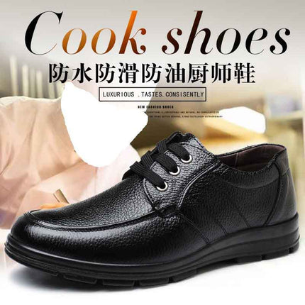 Factory direct first layer cowhide non-slip waterproof kitchen chef shoes spring casual leather shoes men's wear-resistant work shoes